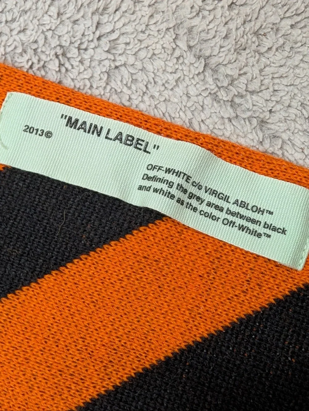 Off-White Scarf Adult OS Orange Black Diagonal Arrows Geometric Streetwear
